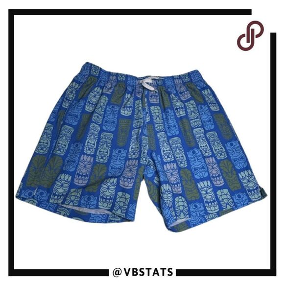 Bear Bottom Men's Elastic Waist Totem Pole Swim Trunks Board Shorts Sz Large 7" - Picture 1 of 8